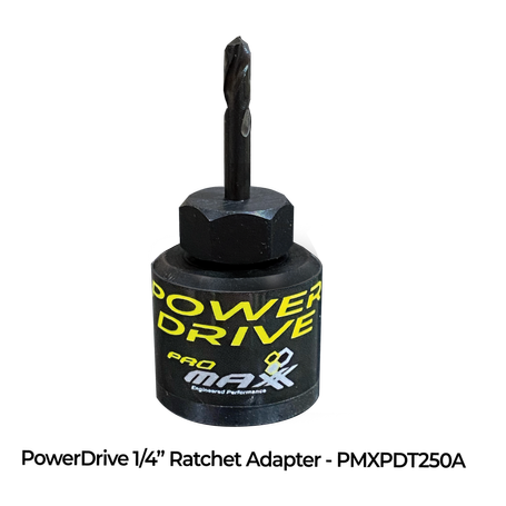 PROMAXX IS INTRODUCING POWERDRIVE™; A SMALL DEVICE THAT TURNS ANY ¼” AIR OR ELECTRIC RATCHET INTO A POWERFUL TORQUE FILLED DRILL.