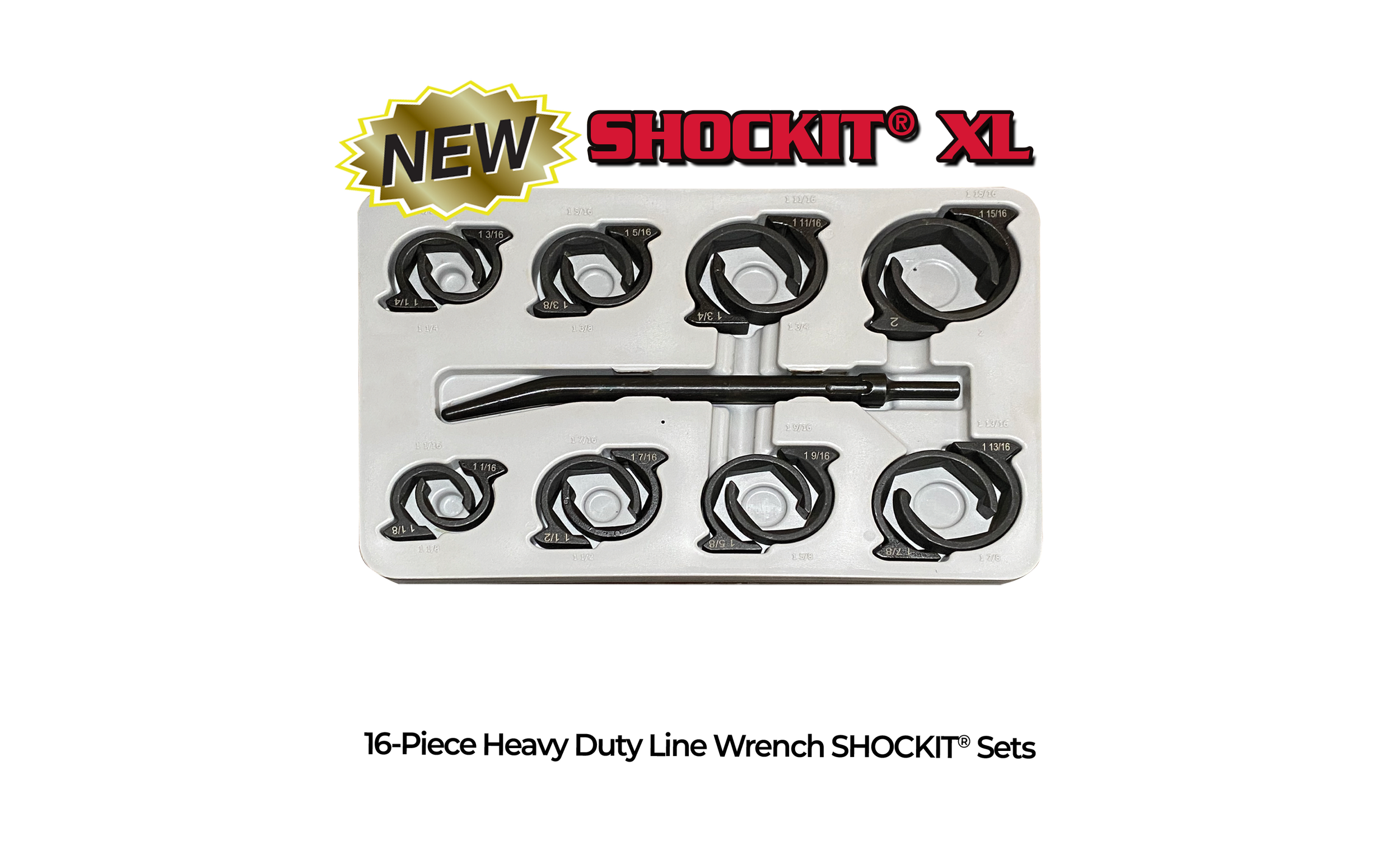 Heavy Duty SAE & Metric SHOCKIT™ Socket Line Wrench Set Industrial/Hydraulic Fittings Removal 16-Piece