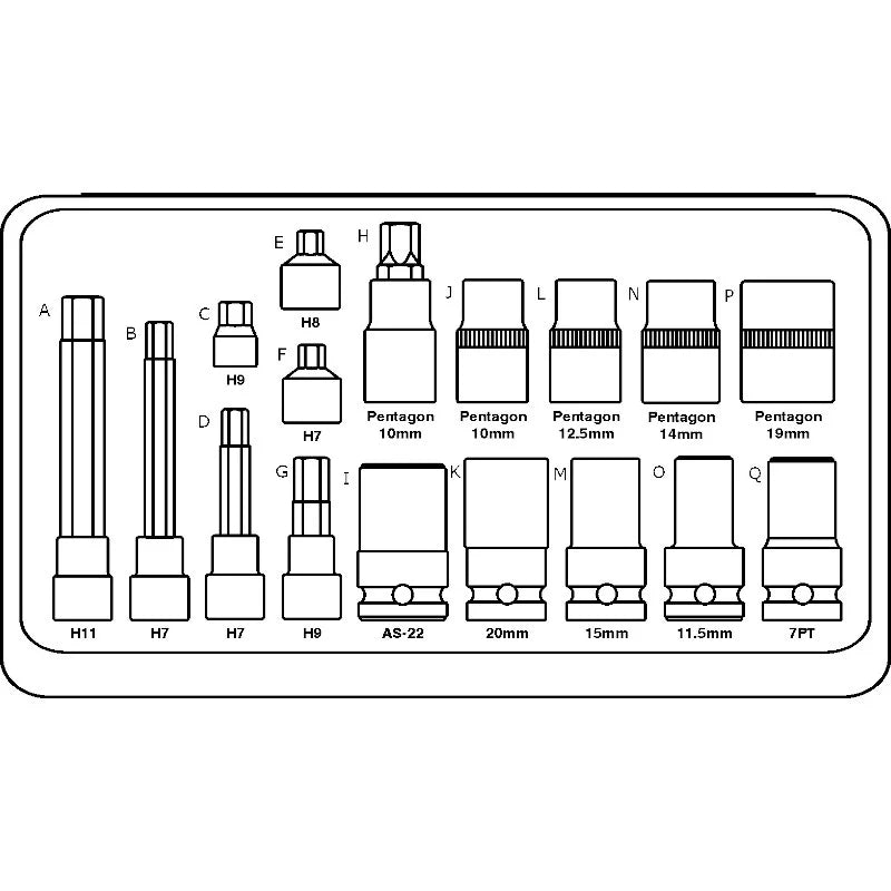 Foreign and Domestic Brake Caliper Socket Kit - 17 Piece