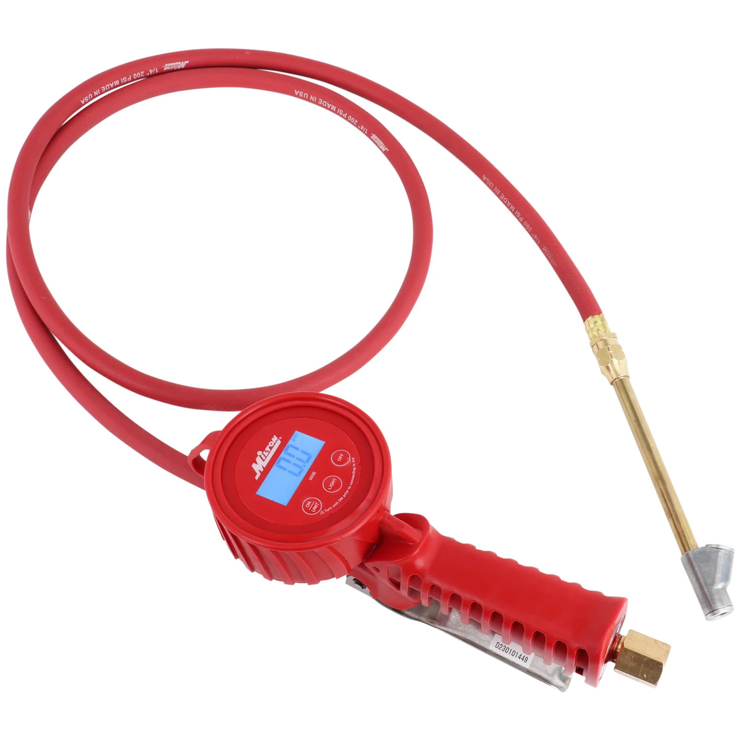 555e-HD Digital Tire Inflator Gauge, 5' Extended Reach, measures from 5 to 150 PSI, ± 1 PSI Accuracy