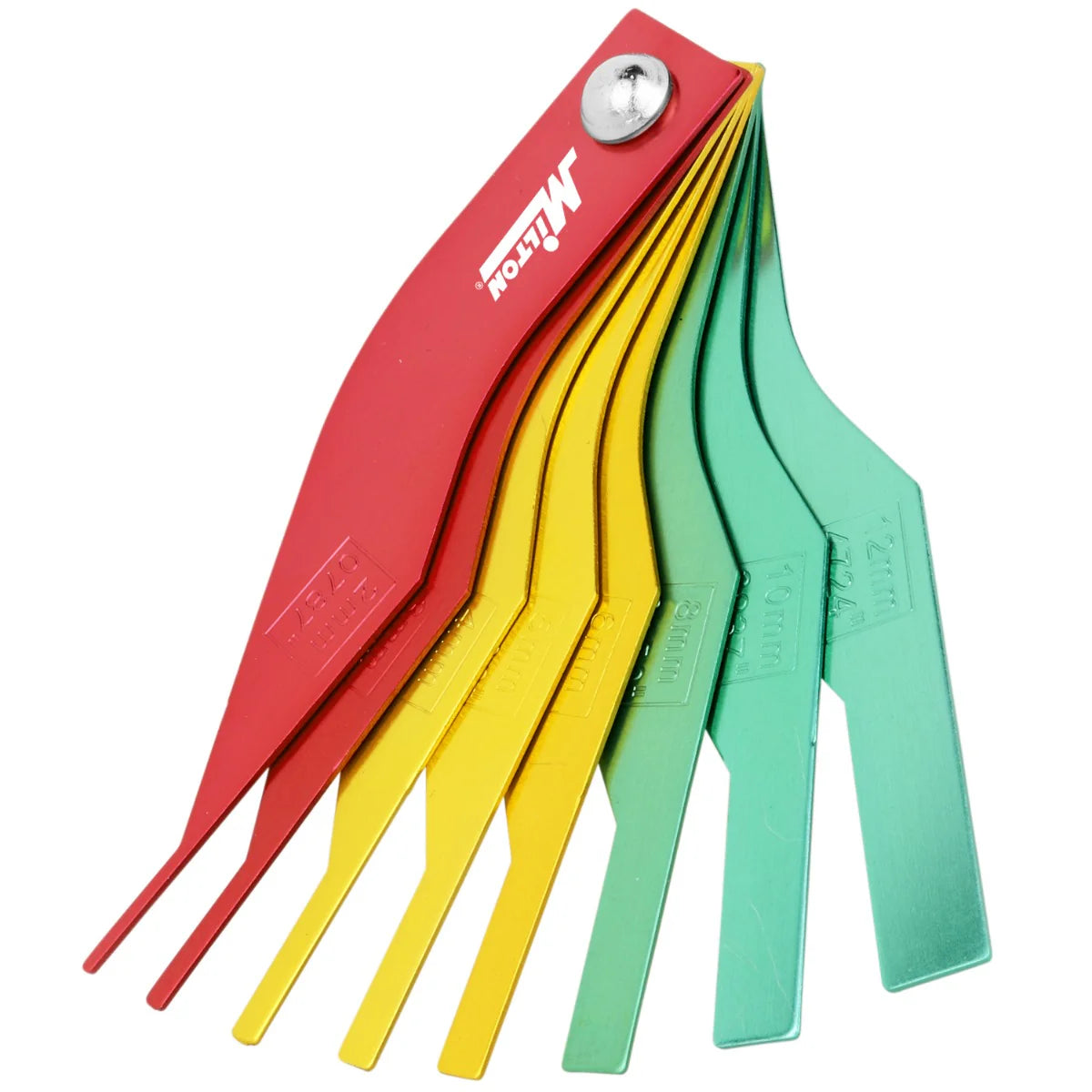 8-Piece Manual Brake Pad Gauge Metric/SAE Tool Set, Easy to Read Color Coded - 2mm to 12mm