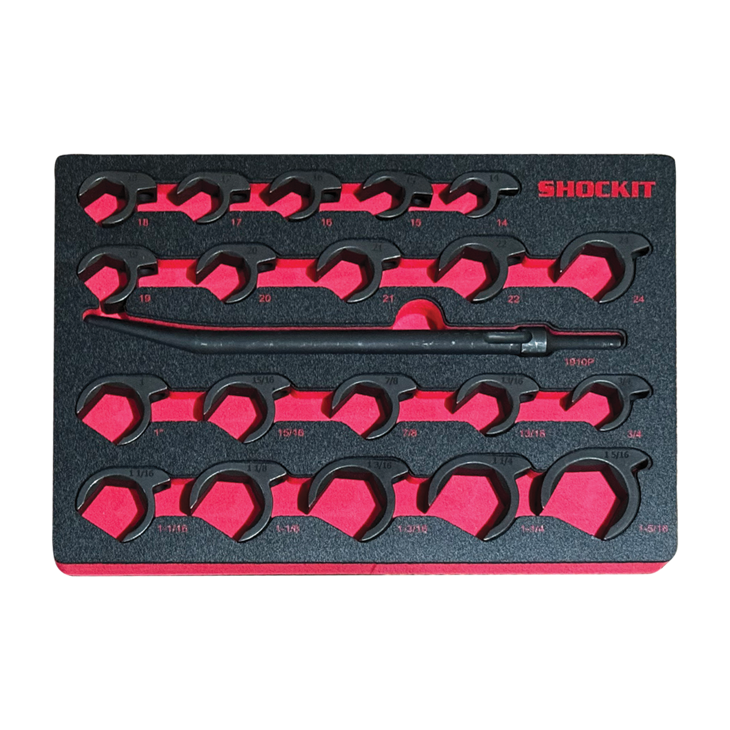 SHOCKIT® Open End Line Wrench Set in HD EVA Foam Tray, Automotive/Hydraulic Line Fittings Removal SAE/Metric Set – 25 Piece