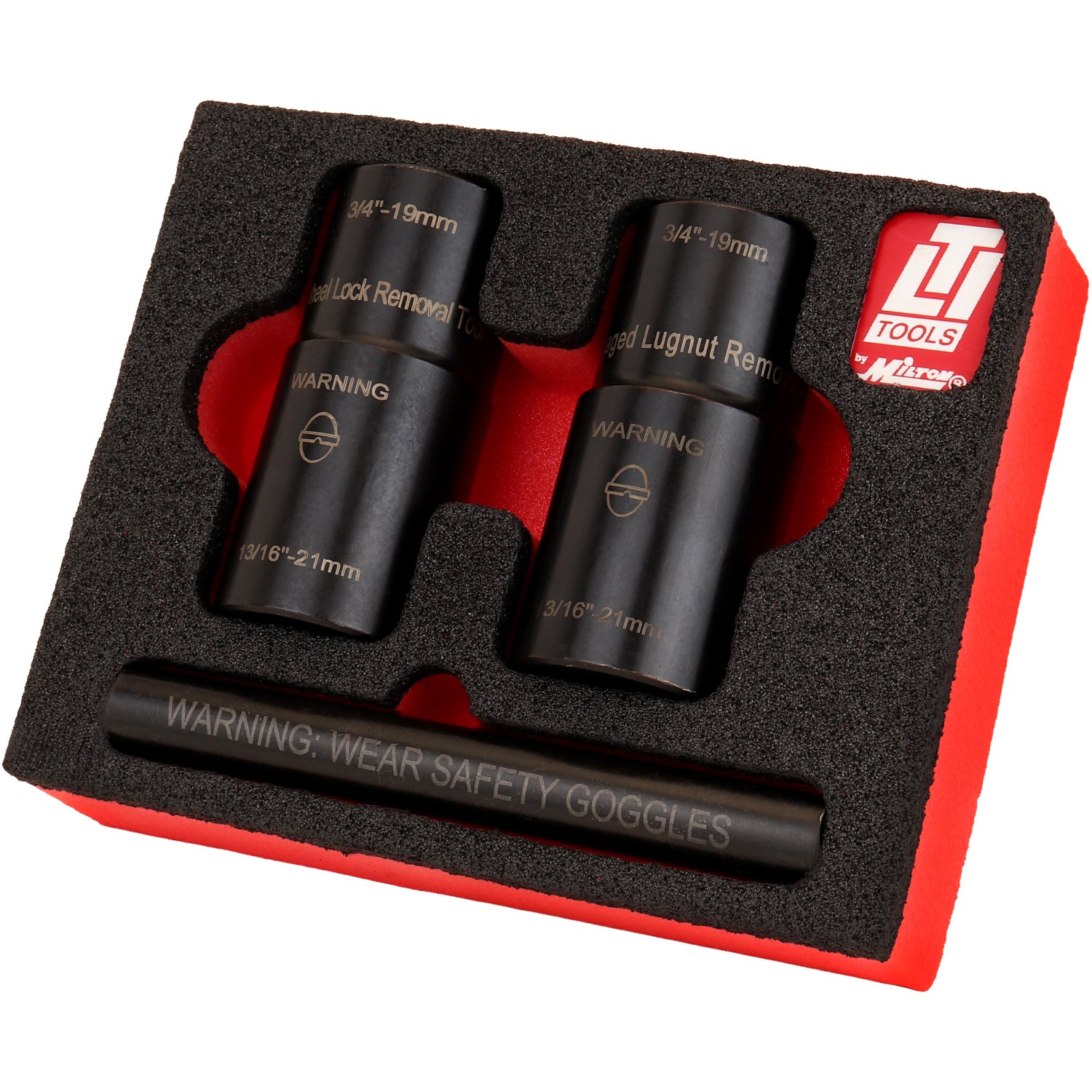 LT4300F – 3 Piece Twist Socket Lug Nut Removal System with Foam Storage Tray