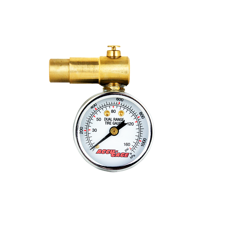 ACCU-GAGE® by Milton® Shrader Valve Bike Tire Pressure Gauge with Bleed Valve, for 0-160 PSI - ANSI Certified