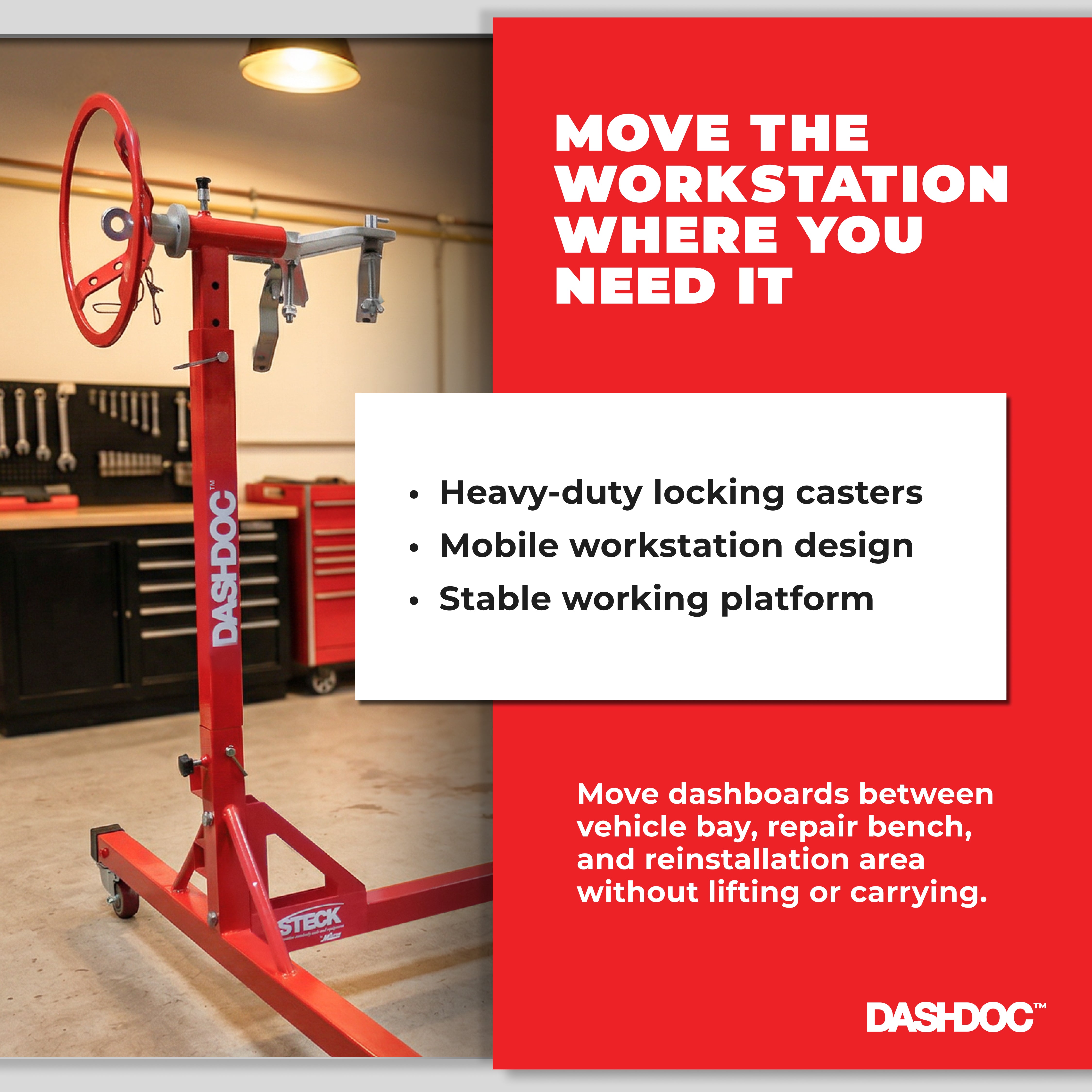 Auto dashboard service repair workbench with 360° rotation