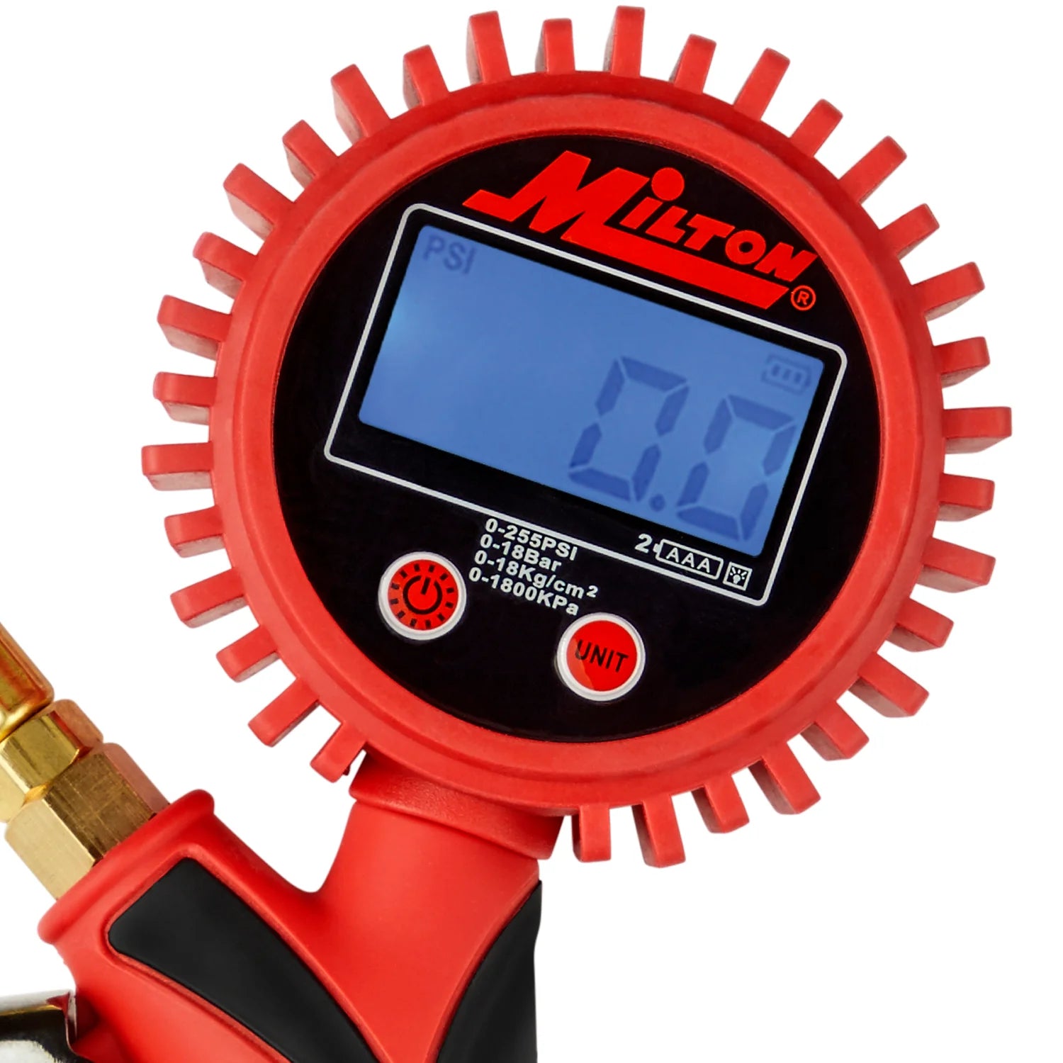 Heavy-Duty Digital Tire Inflator and Air Pressure Gauge, Clip-on Chuck, 1/4