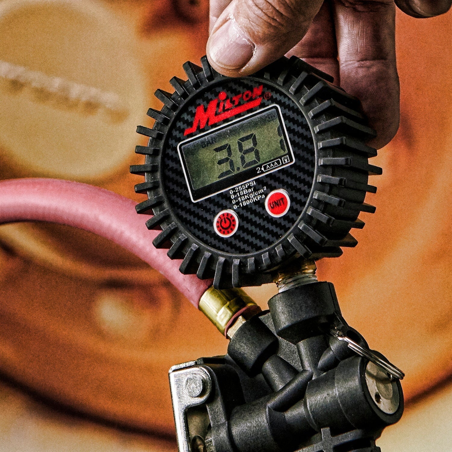 Pro Digital Tire Inflator/Pressure Pistol Grip Gauge, Large Bore Dual Head Chuck, 15