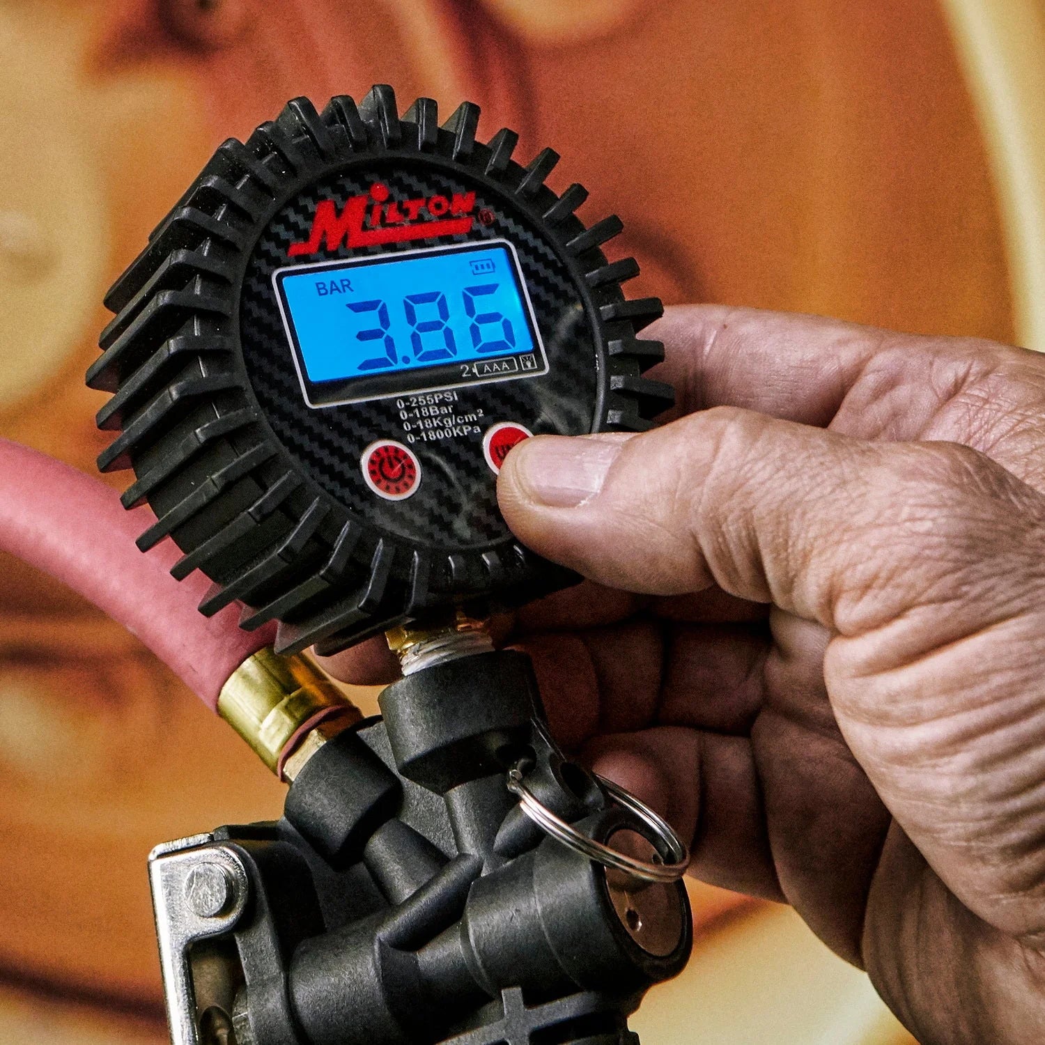 Pro Digital Tire Inflator/Pressure Pistol Grip Gauge, Large Bore Dual Head Chuck, 15