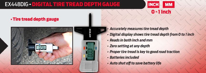 EXELAIR Digital Tire Tread Depth Gauge (0 to 1” Range)