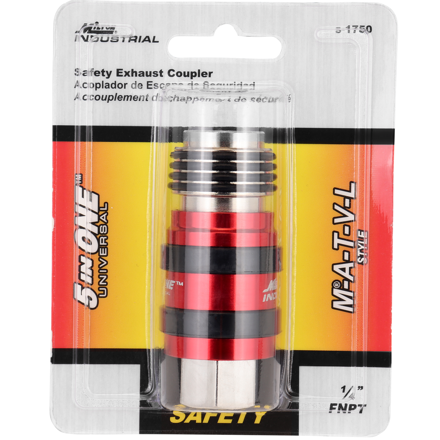 5 In ONE® Universal Safety Exhaust Quick-Connect Industrial Coupler, 1/4