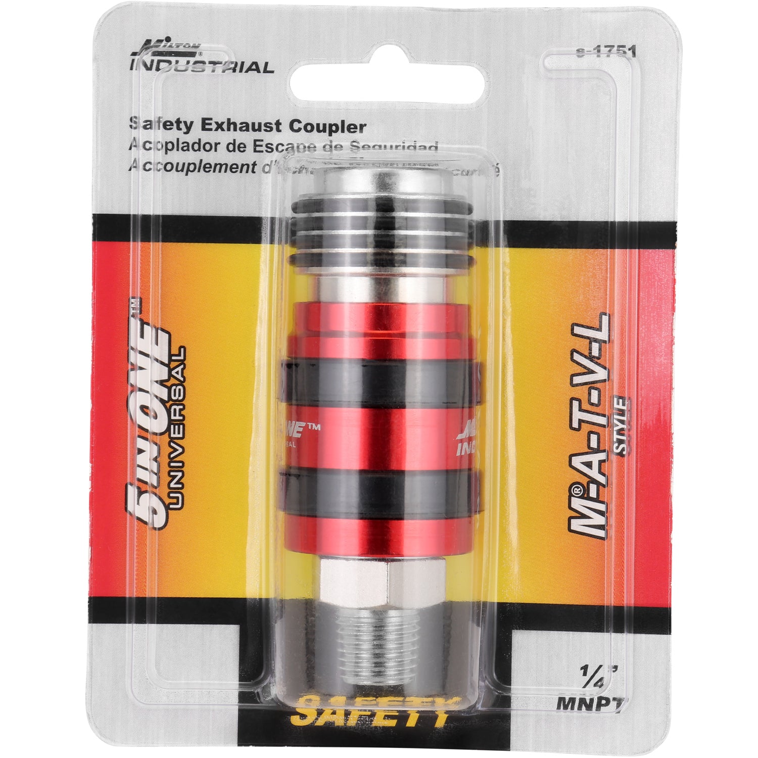 5 In One® Universal Safety Exhaust Quick-Connect Industrial Coupler, 1/4