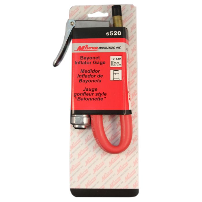 Bayonet Tire Inflator Gauge - Straight Air Chuck Head, 120 Max PSI (Single Retail Pack)