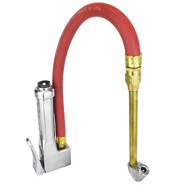 Bayonet Tire Inflator Gauge - Dually Truck Tire Air Chuck Head, 120 Max PSI, 1/4