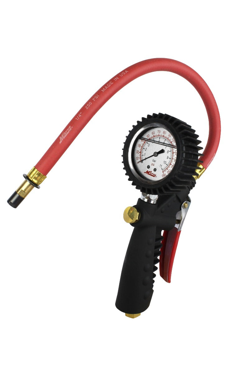 Pro Analog Tire Inflator/Pressure Pistol Grip Gauge, Straight Foot Chuck, 15