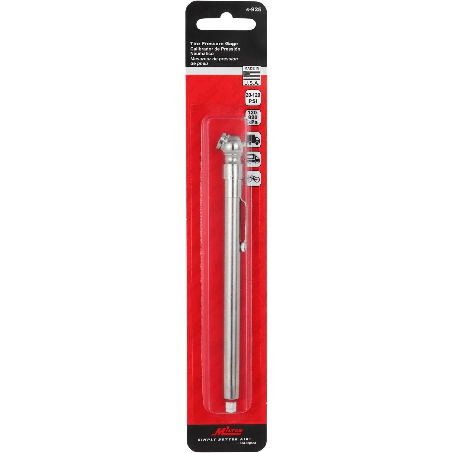 Tire Pressure Gauge, 20-120 PSI Single Head Air Chuck (Box of 10)