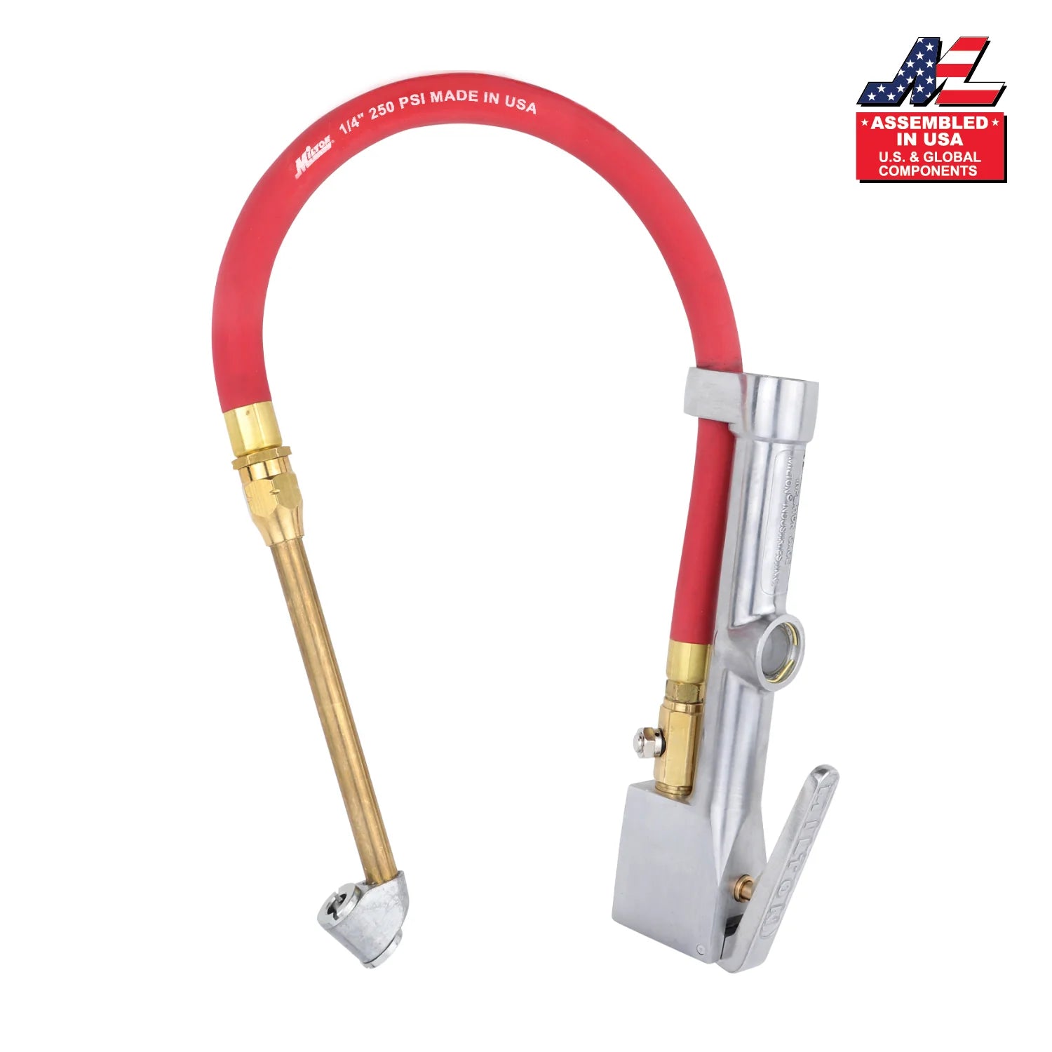 NEW & IMPROVED - Milton® Tire Inflator Gauge with Dual Head Air Chuck 15” Air Hose 10-160 PSI