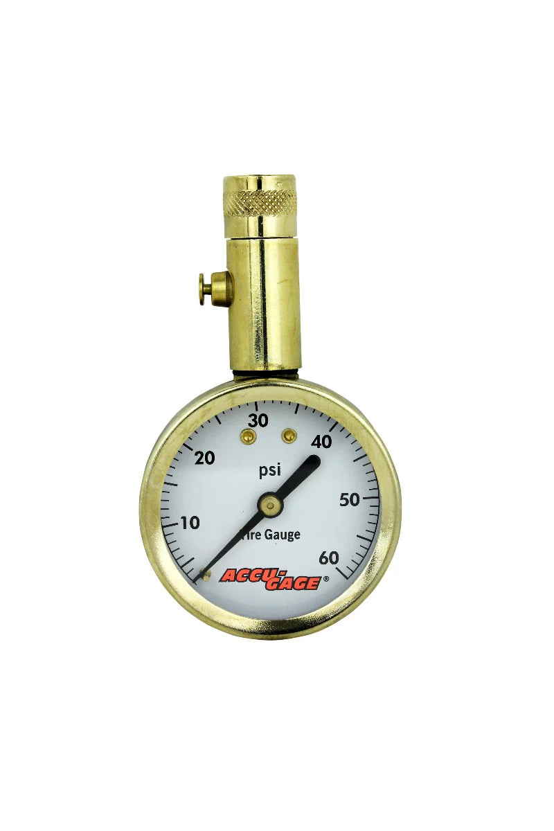 ACCU-GAGE by Milton Dial Tire Pressure Gauge with Straight Air Chuck - ANSI Certified for Motorcycle/Car/Truck Tires (0-60 PSI)